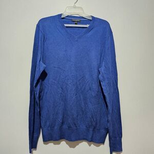 Banana Republic Men's Merino Extra Fine Wool V-Neck Sweater Cobalt Blue Medium